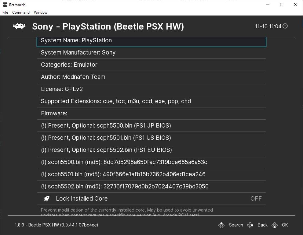 pstobios RetroArch PlayStation BIOS files and core information